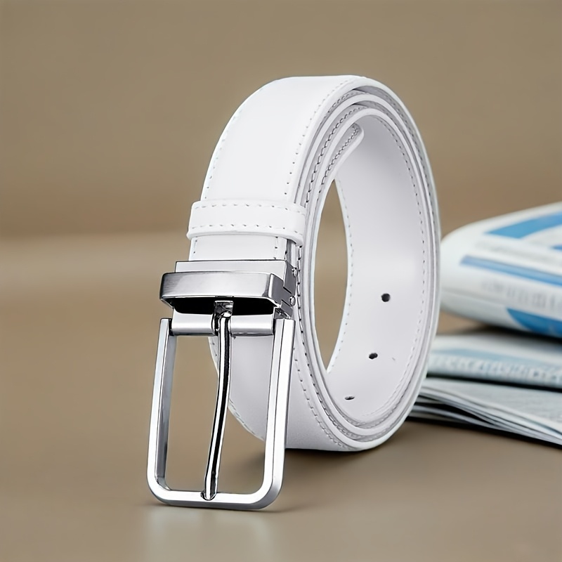 Off White Belt - เข็มขัดหัวเข็มขัด PU แบบคลาสสิกขนาด 3.5 ซม. สำหรับผู้ชาย,