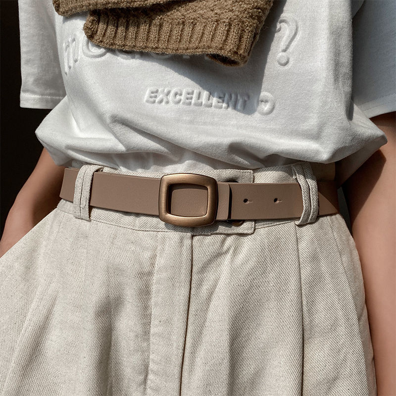 Off White Belt - 2021 ใหม่เข็มขัดผู้หญิงหนังแท้Luxury Designerกางเกงยีนส์เข็มขัดหญิงเข็มขัดแฟชั่นสแควร์เข็มขัดโลหะLadyสีดํา